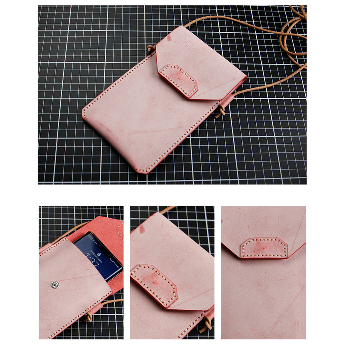 Full Grain Leather Simple Phone Bag DIY Kits - CUCUBIRD