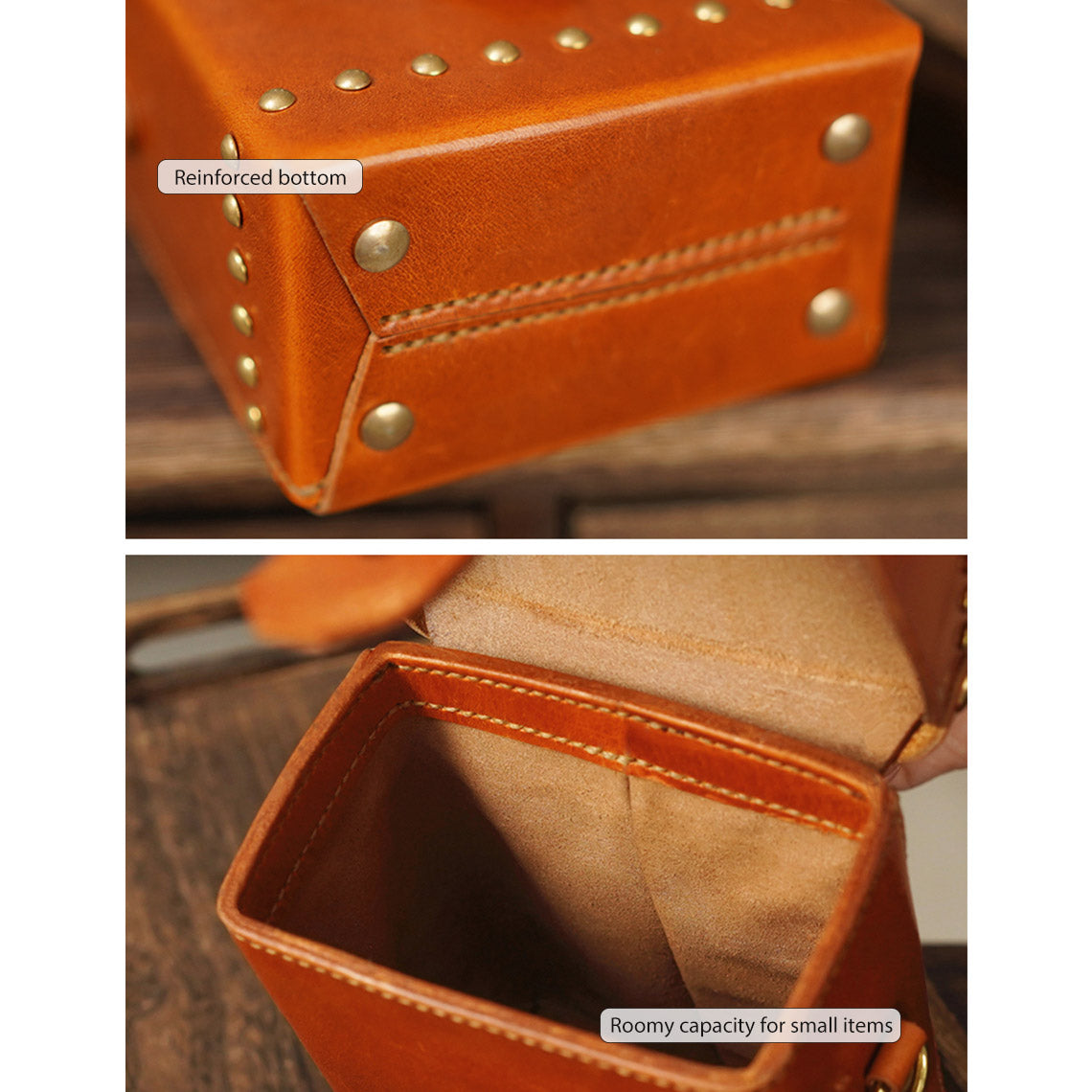 Vegetable Tanned Leather Rivets Phone Bag DIY Kits - CUCUBIRD