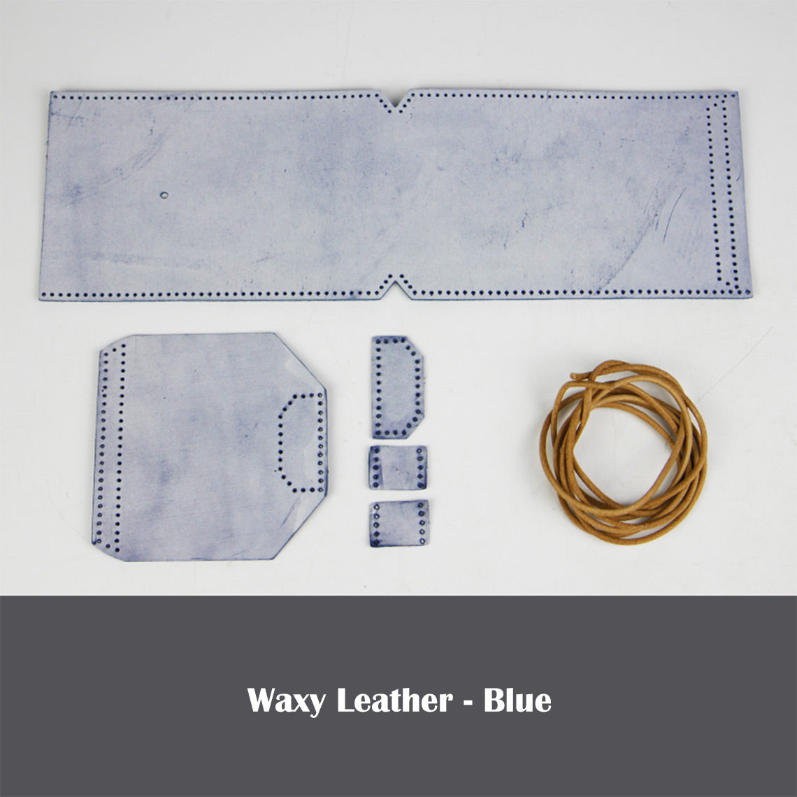 CUCUBIRD Full Grain Leather Simple Phone Bag DIY Kits Waxy Leather - Blue 