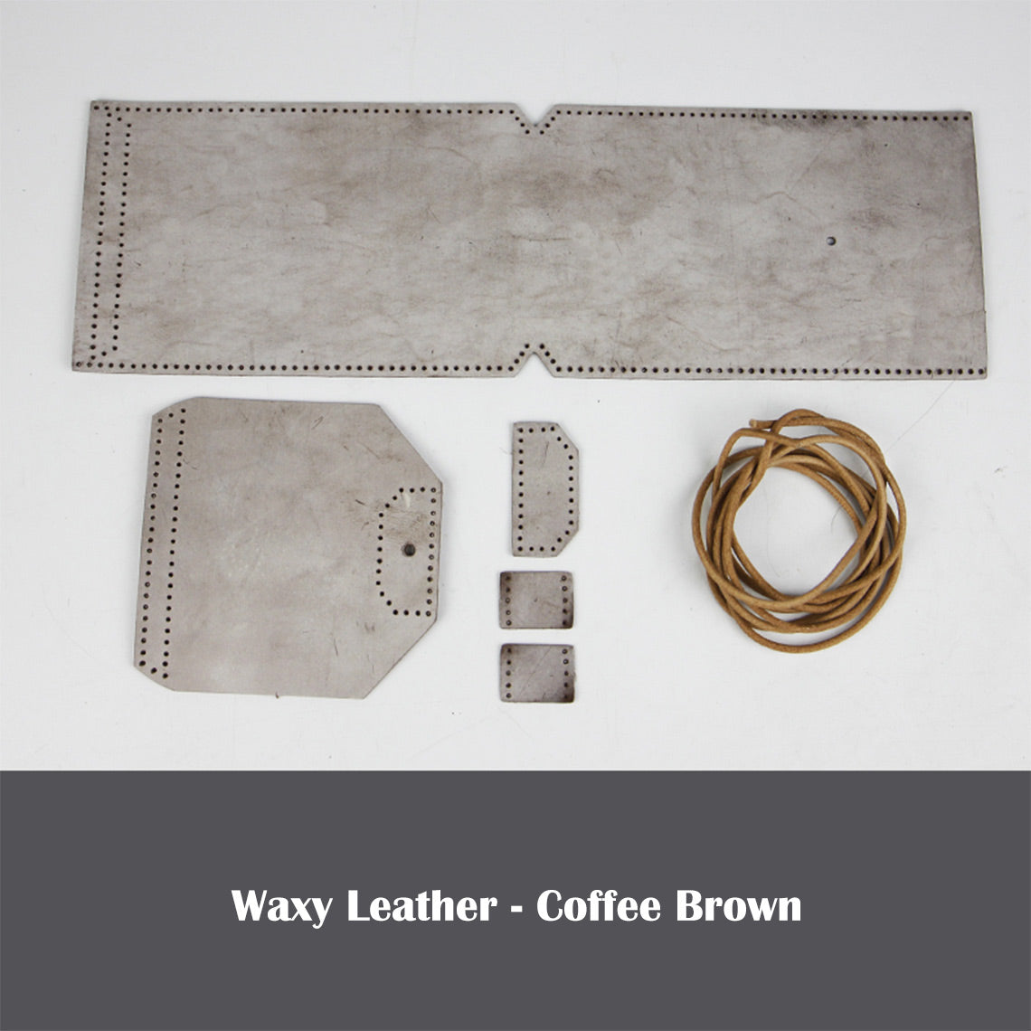CUCUBIRD Full Grain Leather Simple Phone Bag DIY Kits Waxy Leather - Coffee Brown 