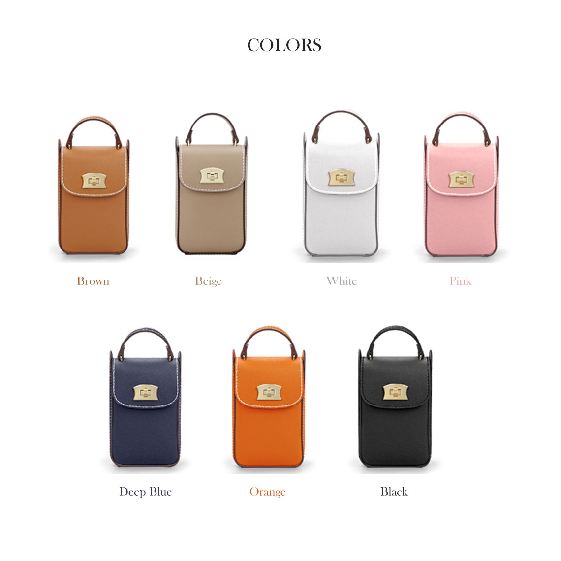 CUCUBIRD Top Grain Leather Cell Phone Bag DIY Kits Orange 