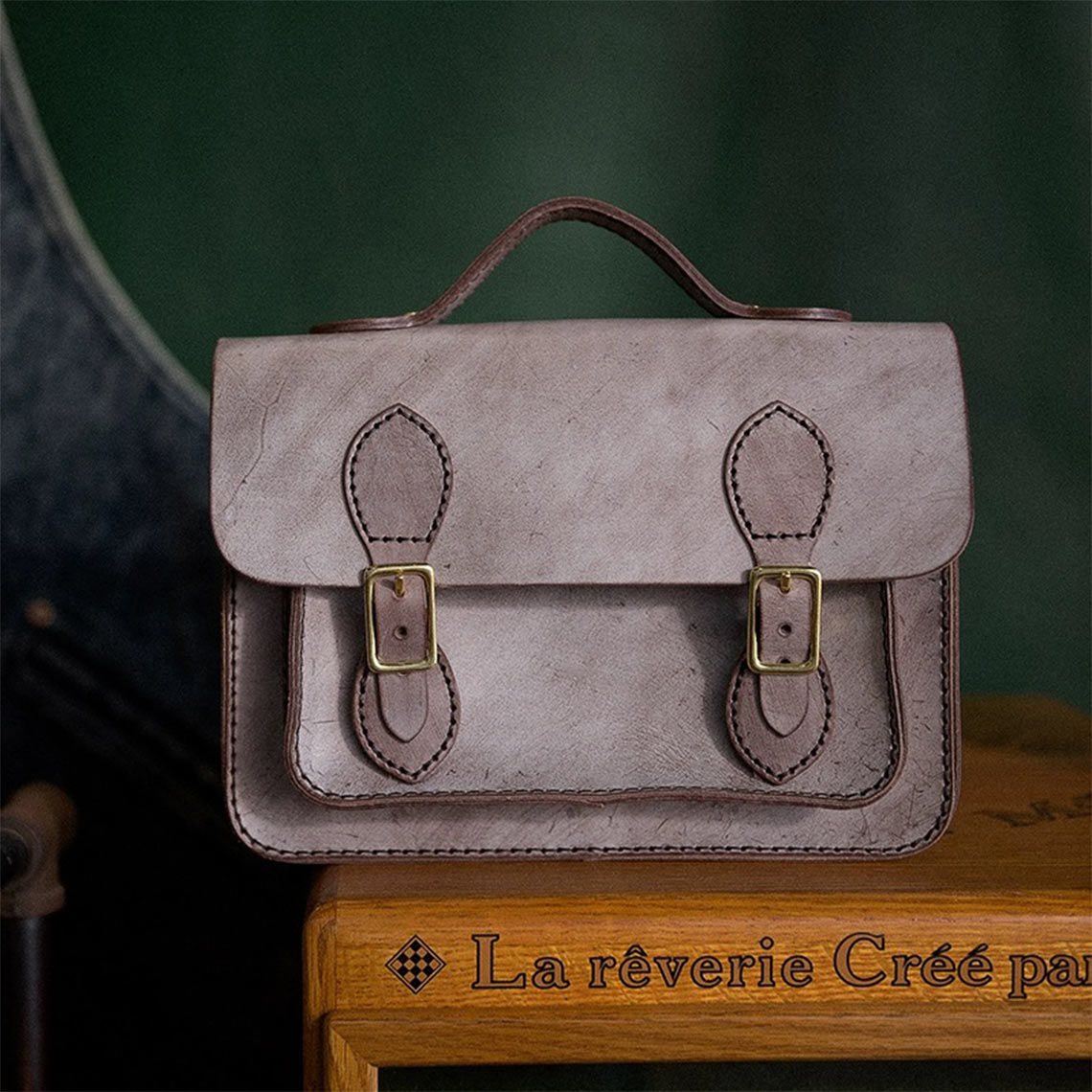 CUCUBIRD Vegetable Tanned Leather Satchel Crossbody Bag DIY Kits Coffee - Waxy Leather 