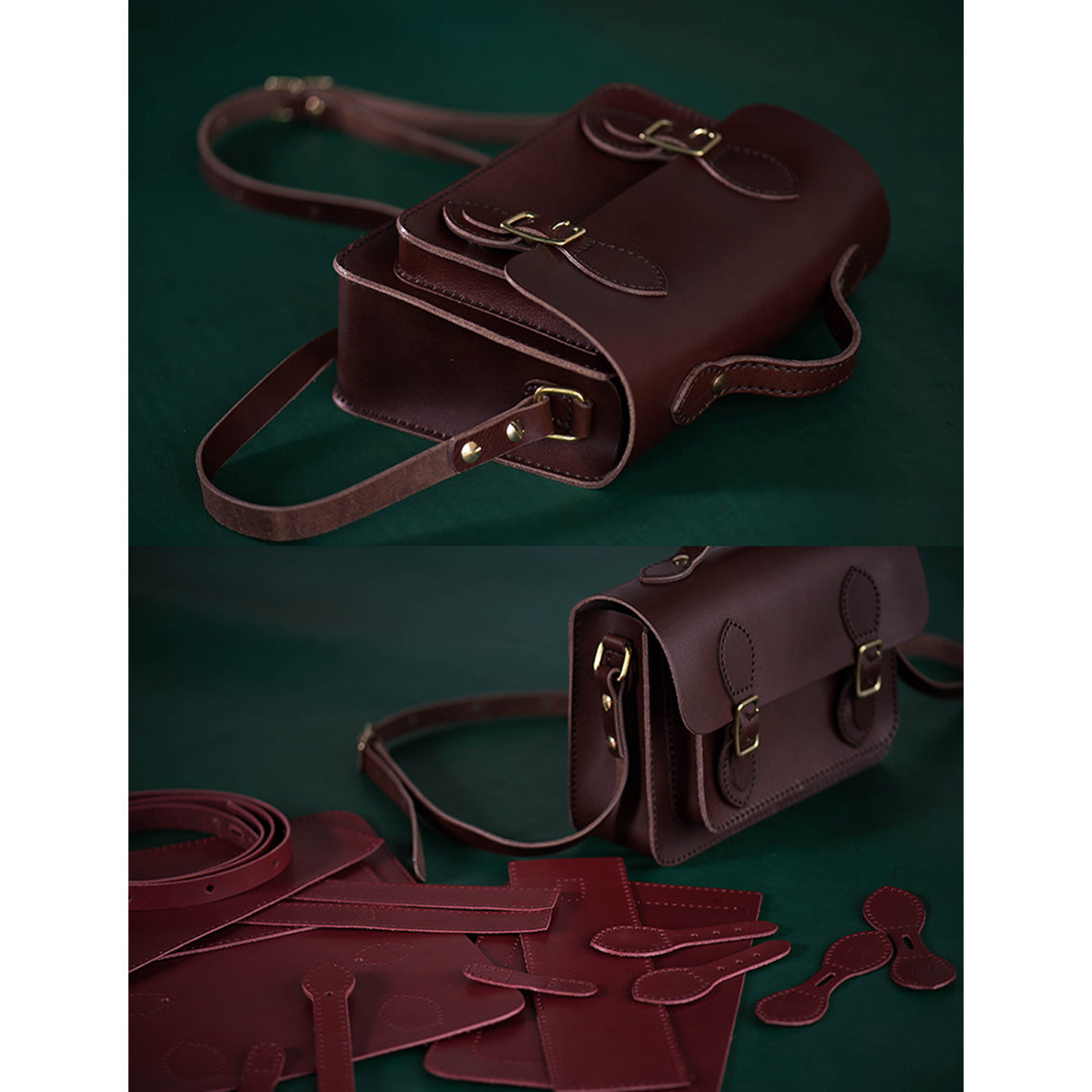 Vegetable Tanned Leather Satchel Crossbody Bag DIY Kits - CUCUBIRD