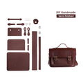 CUCUBIRD Vegetable Tanned Leather Satchel Crossbody Bag DIY Kits Red Brown - Veg tanned leather 