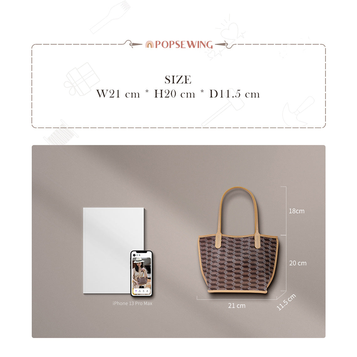 CUCUBIRD Leather Checker Tote Handbag DIY Kits  