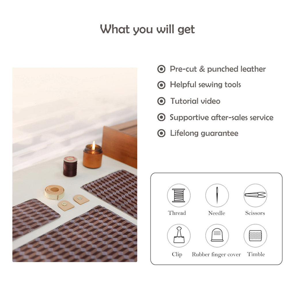 CUCUBIRD Leather Checker Tote Handbag DIY Kits  