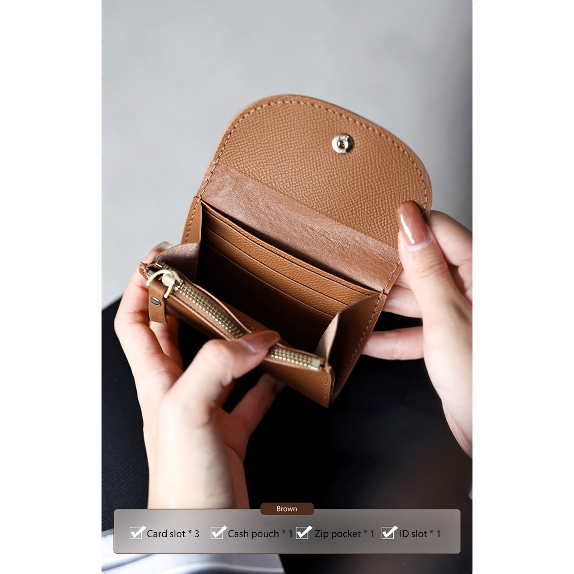 Top Grain Leather Compact Coin Purse DIY Kits - CUCUBIRD