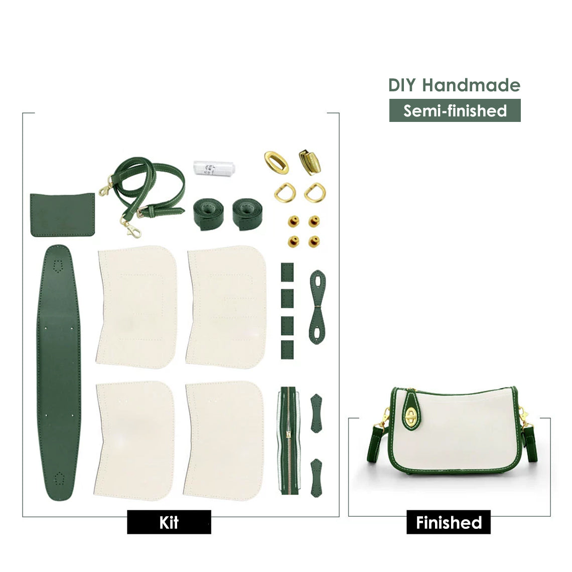 CUCUBIRD Leather Dustbag Recycle Crossbody Bag DIY Kits Green 