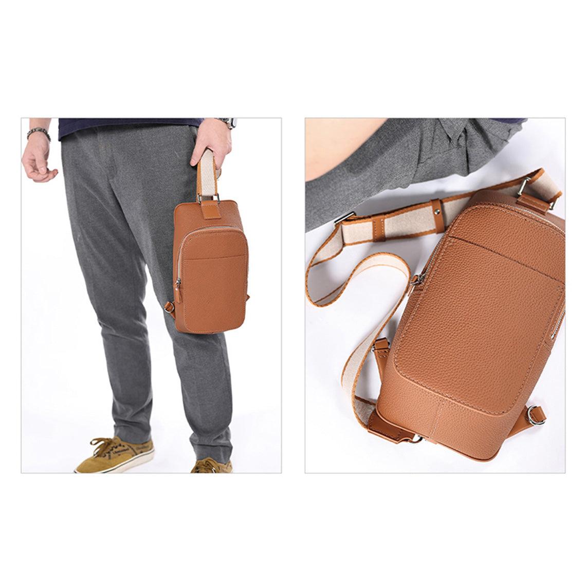 CUCUBIRD Top Grain Leather Men Fanny Pack Waist Bag DIY Kit  