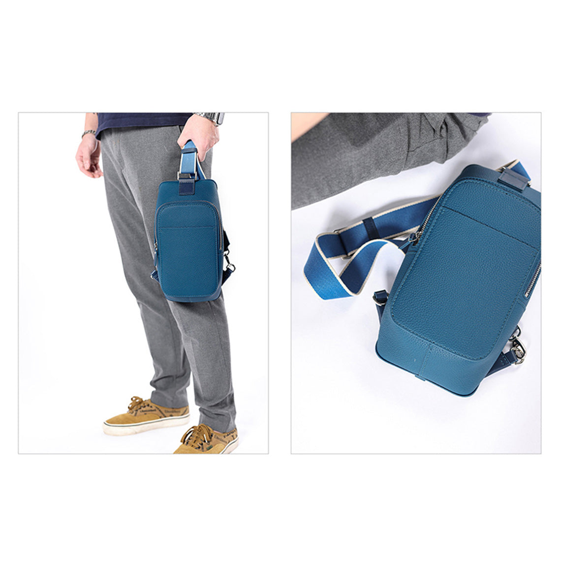 CUCUBIRD Top Grain Leather Men Fanny Pack Waist Bag DIY Kit  