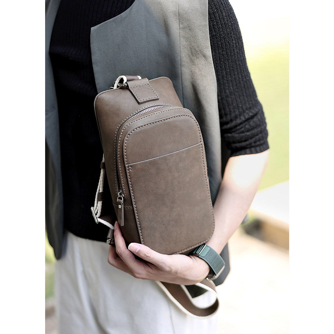 CUCUBIRD Top Grain Leather Men Fanny Pack Waist Bag DIY Kit  