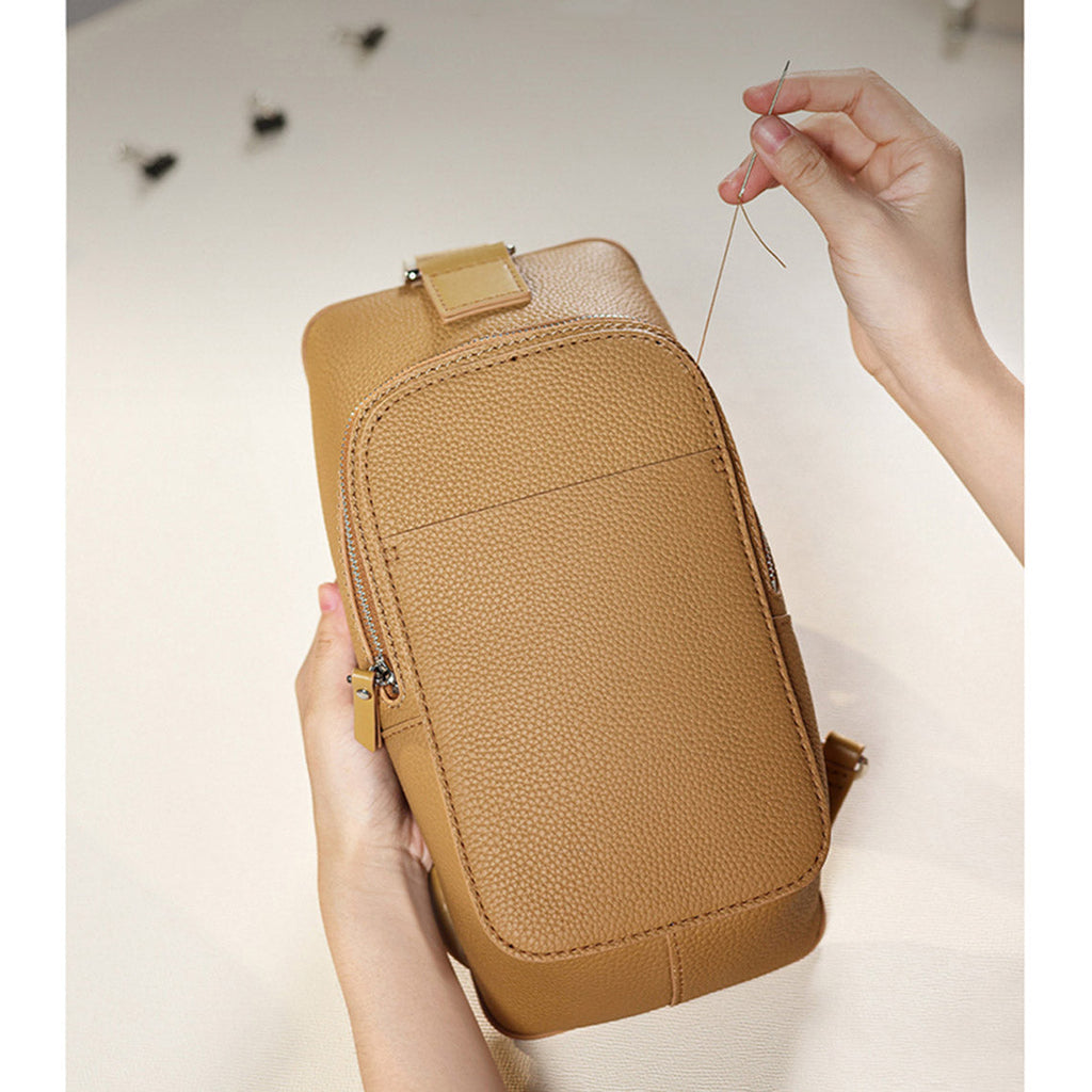 CUCUBIRD Top Grain Leather Men Fanny Pack Waist Bag DIY Kit  