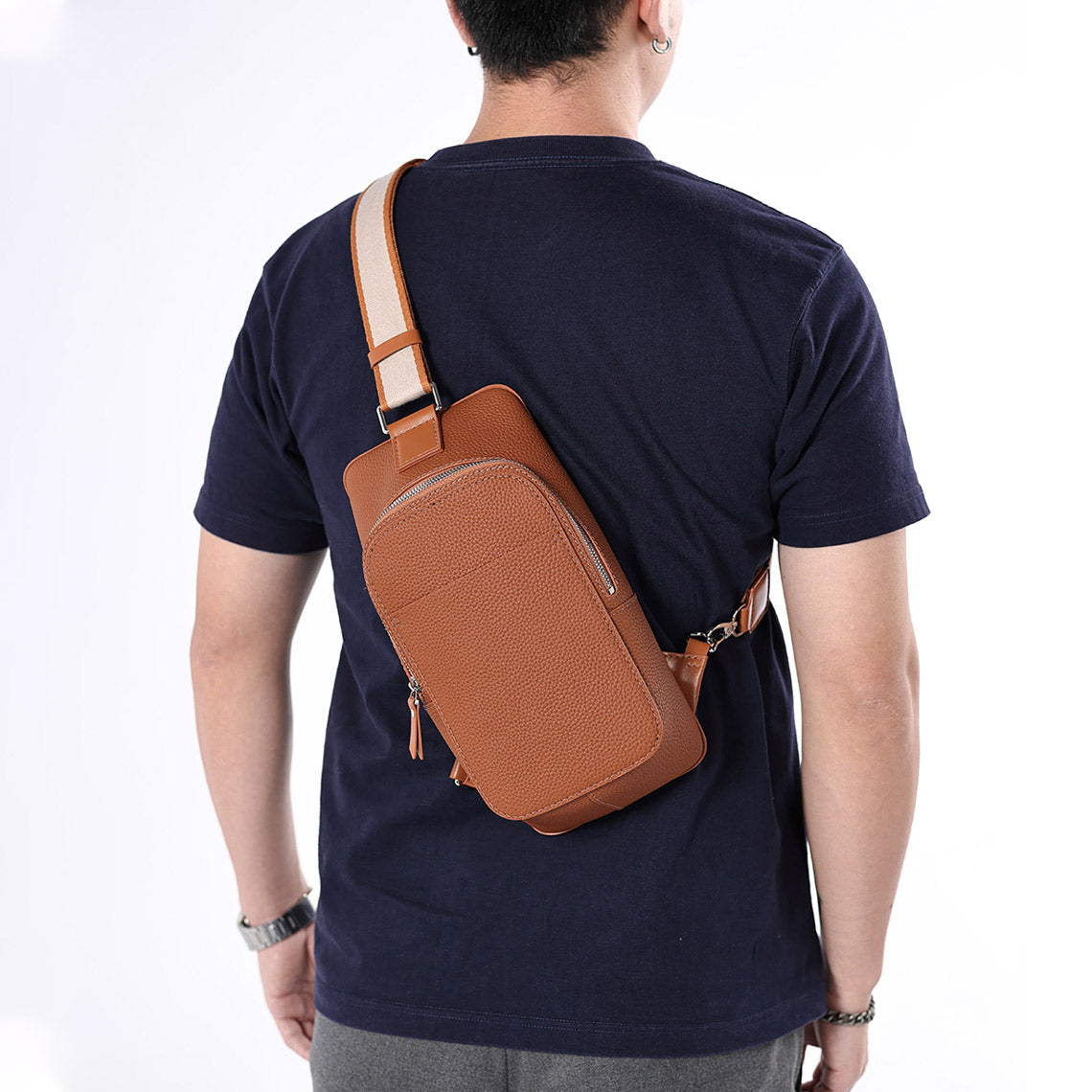 CUCUBIRD Top Grain Leather Men Fanny Pack Waist Bag DIY Kit  