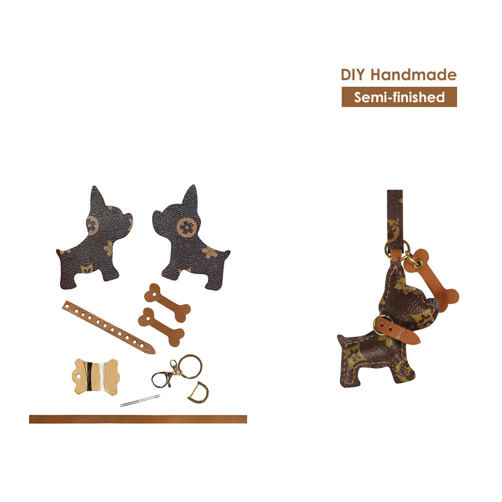 CUCUBIRD Leather Small Dog Keychain DIY Kit  