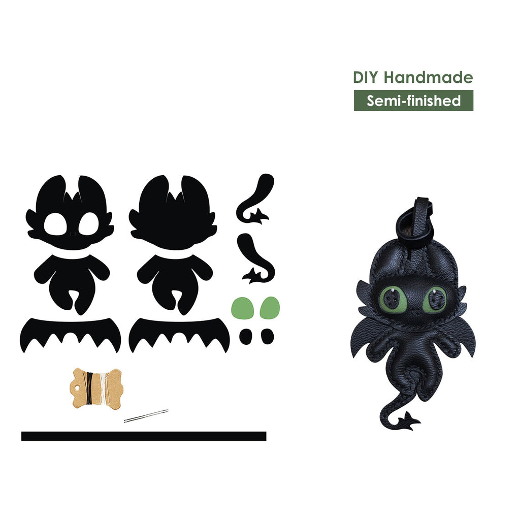 CUCUBIRD Sheep Leather Toothless Dragon Keychain DIY Kits  