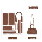 CUCUBIRD Top Grain Leather Garden Party Handbag DIY Kit Brown 