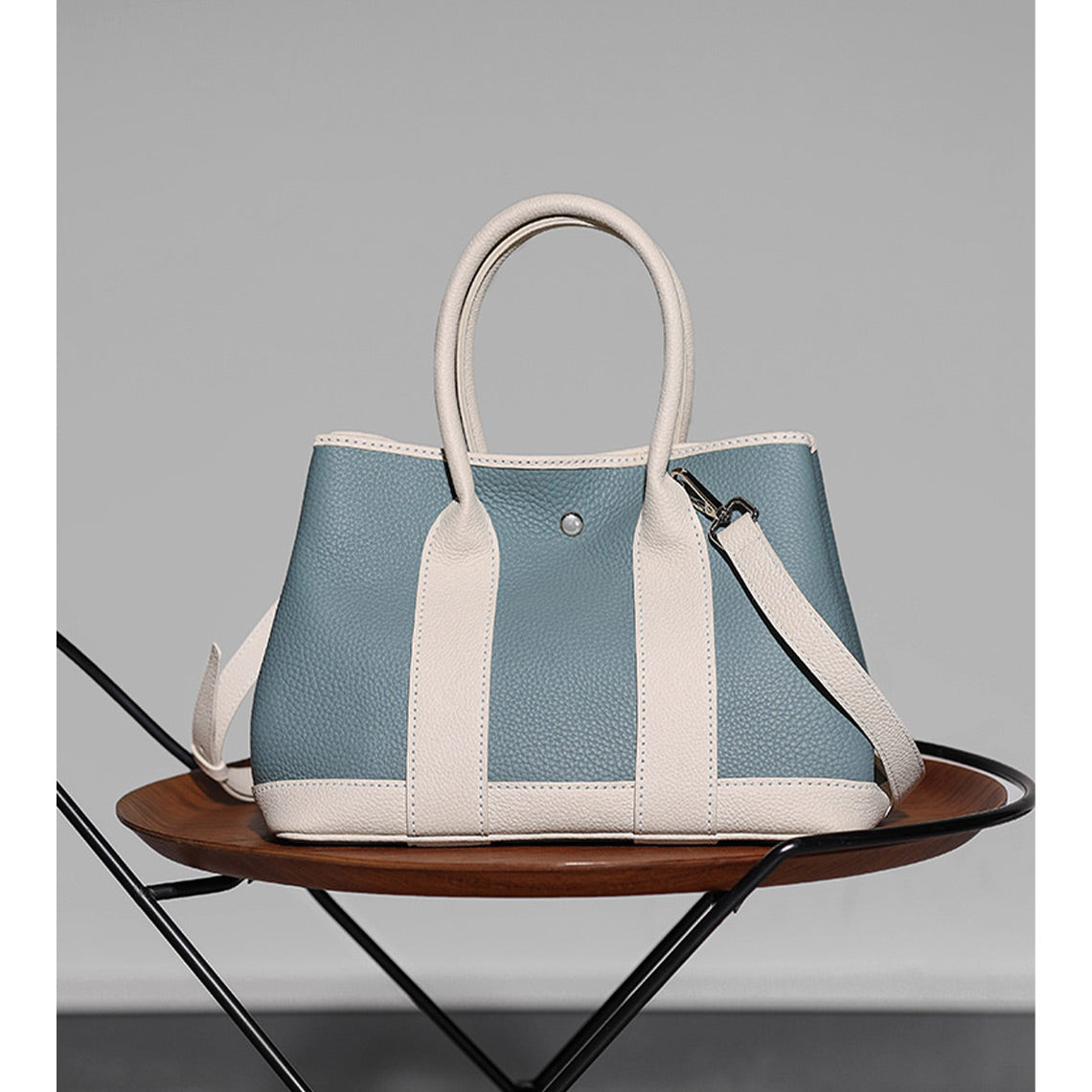 CUCUBIRD Top Grain Leather Garden Party Handbag DIY Kit Blue & White 