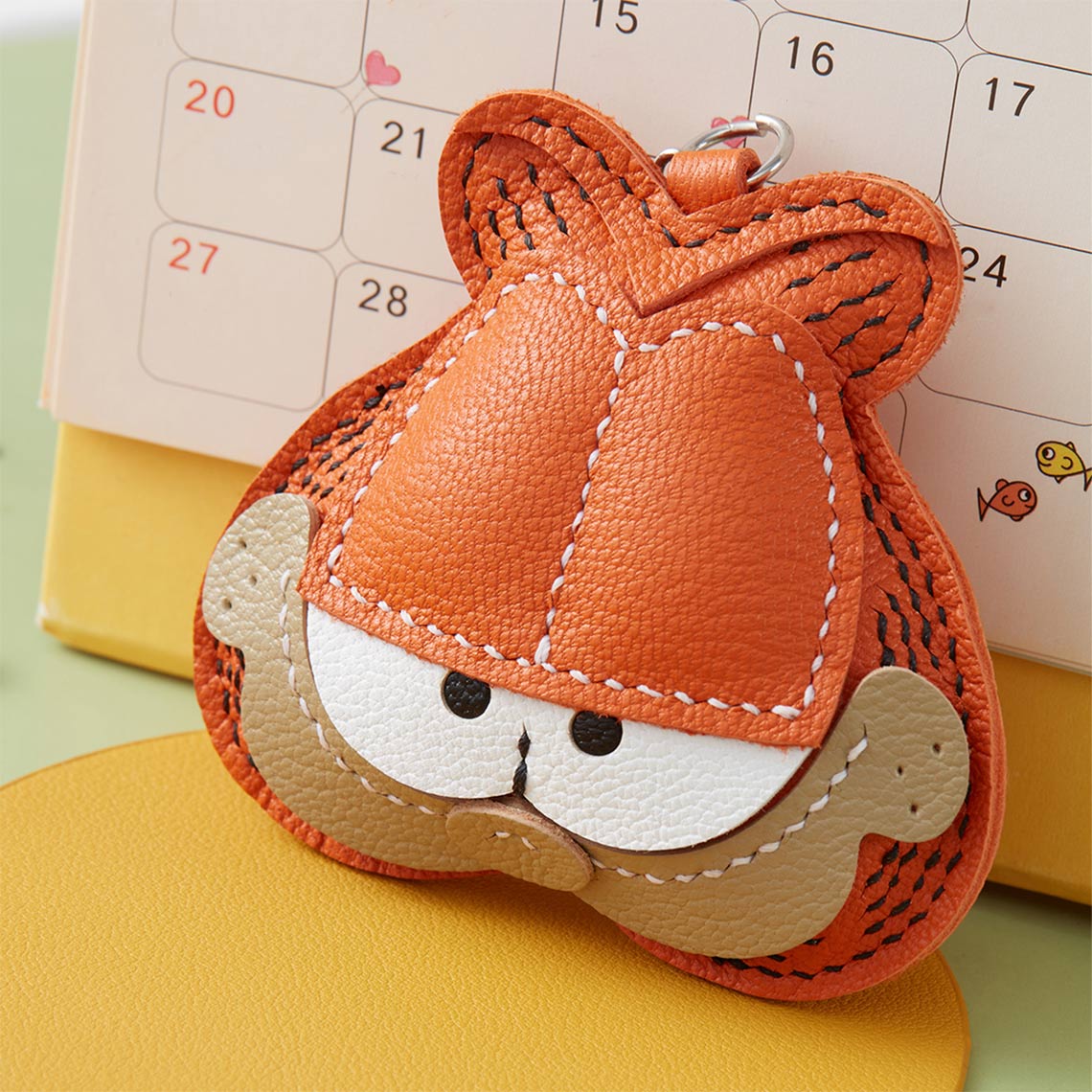 Sheep Leather Garfield Cat Keychain DIY Kit - CUCUBIRD