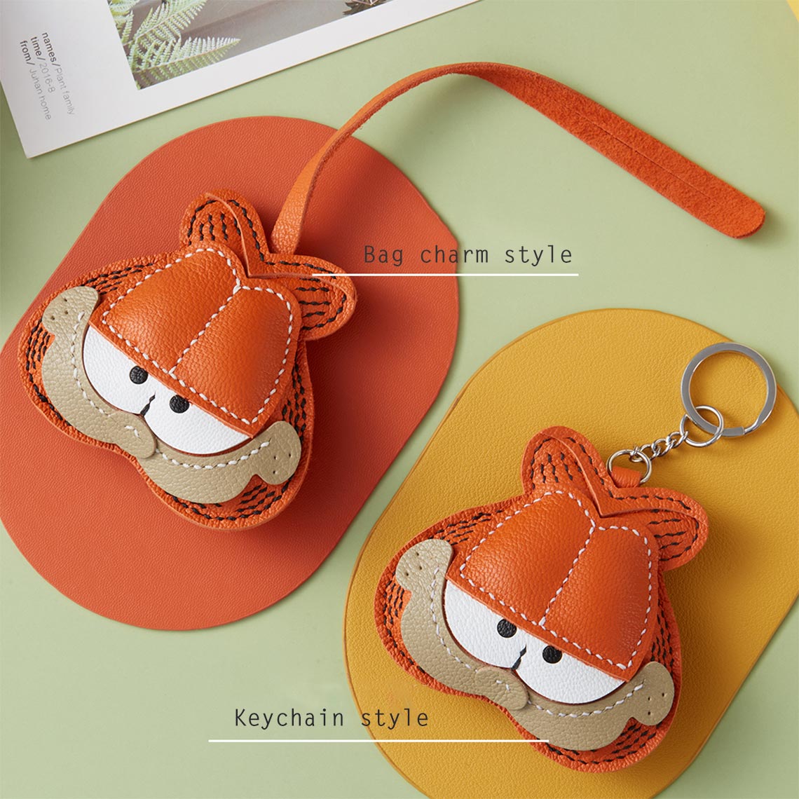CUCUBIRD Sheep Leather Garfield Cat Keychain DIY Kit  