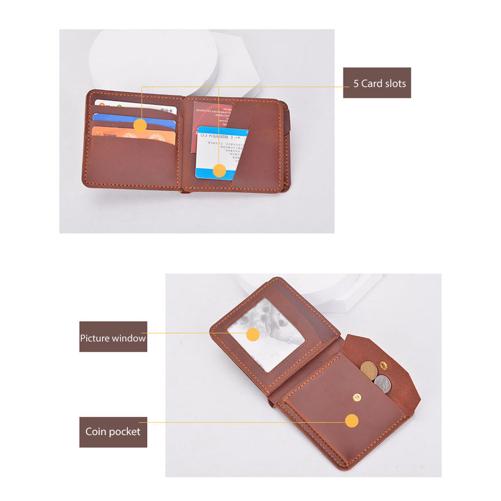 CUCUBIRD Crazy Horse Leather Trifold Wallet DIY Kit  