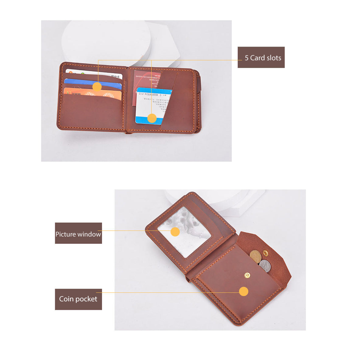 CUCUBIRD Crazy Horse Leather Trifold Wallet DIY Kit  