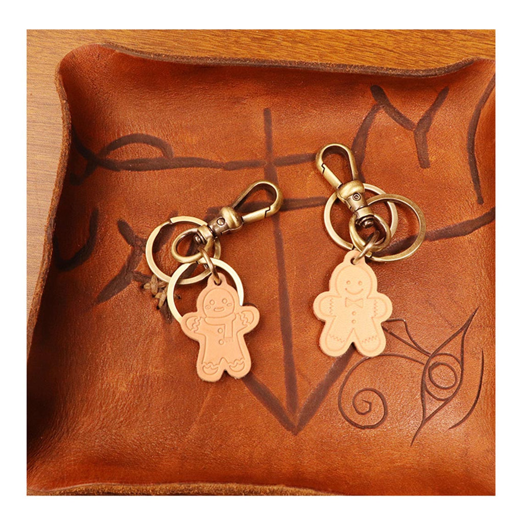 CUCUBIRD Vegetable Tanned Leather Gingerbread Keychain  