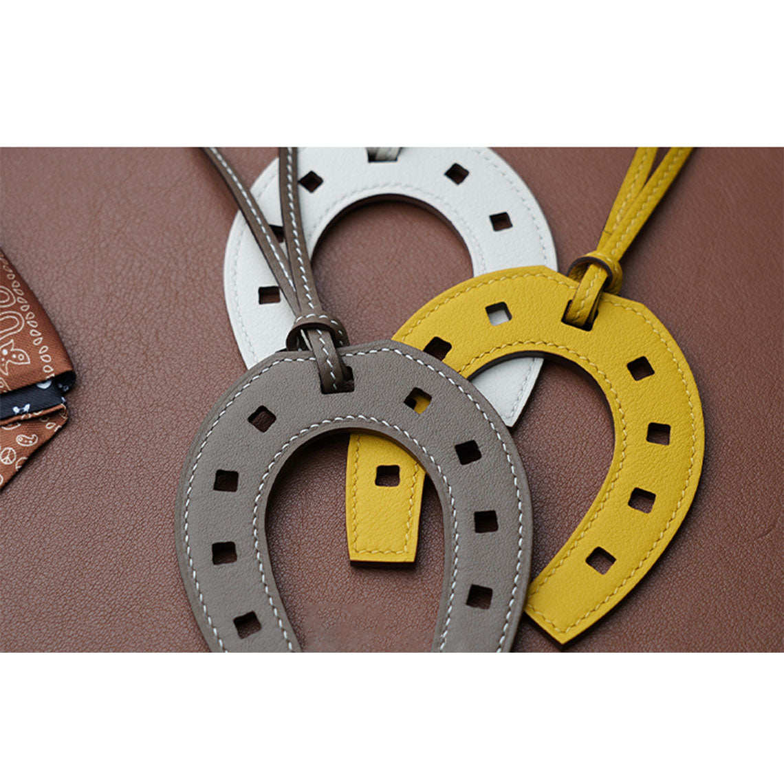 Full Grain Leather Paddock Horseshoe Bag Charm DIY Kit - CUCUBIRD