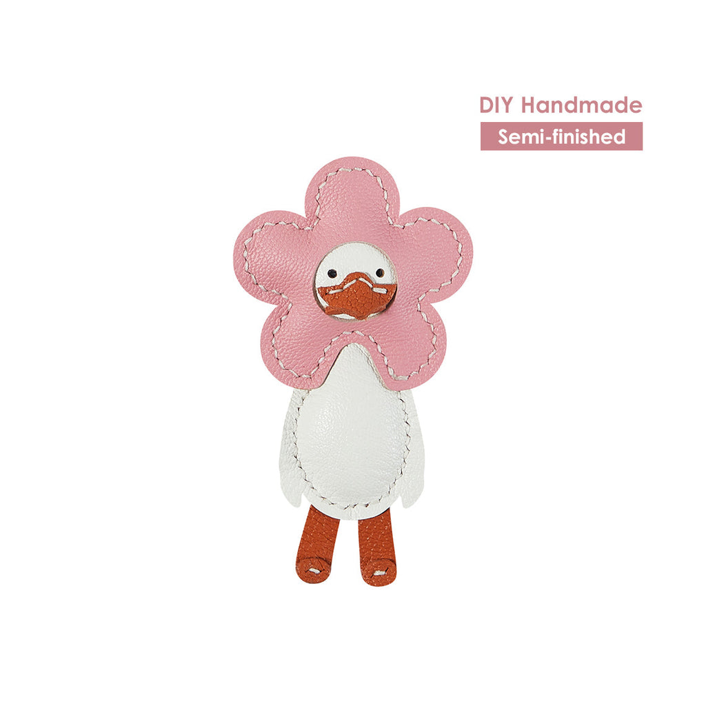 CUCUBIRD Sheep Leather Happy Duck Keychain DIY Kits Pink 