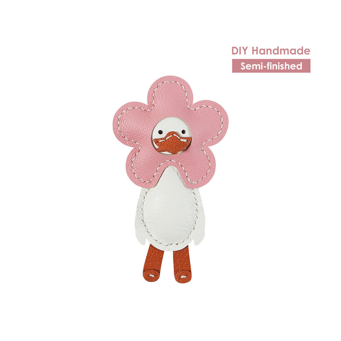 CUCUBIRD Sheep Leather Happy Duck Keychain DIY Kits Pink 