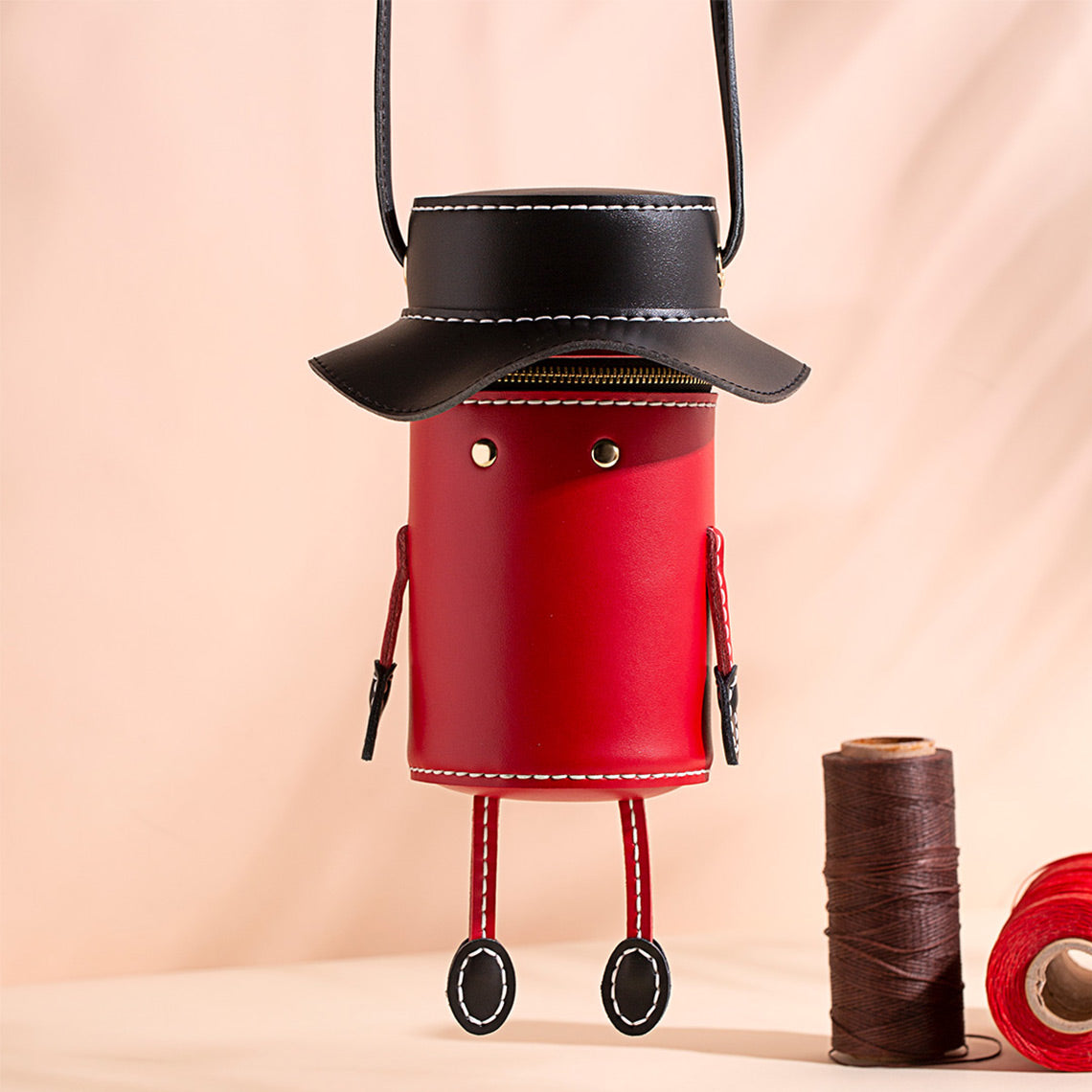CUCUBIRD Leather Hat Crossbody Bag DIY Kit Red 