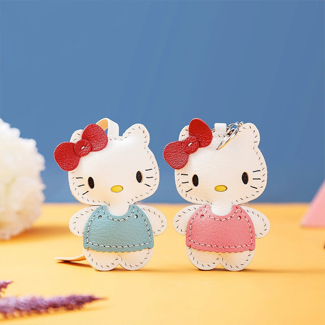 CUCUBIRD Sheep Leather Hello Kitty Keychain Charm DIY Kit  