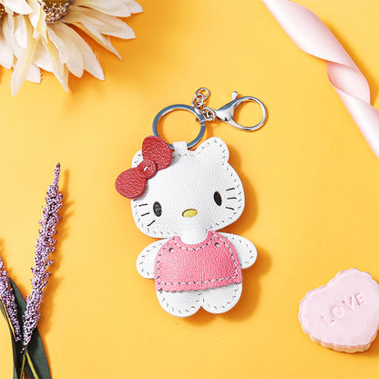 Sheep Leather Hello Kitty Keychain Charm DIY Kit - CUCUBIRD