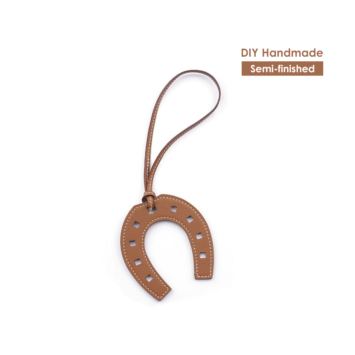 Full Grain Leather Paddock Horseshoe Bag Charm DIY Kit - CUCUBIRD