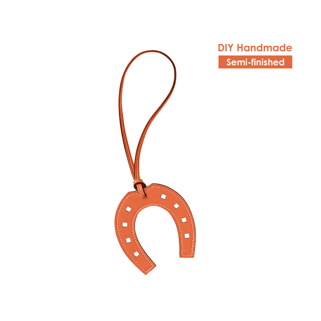 CUCUBIRD Full Grain Leather Paddock Horseshoe Bag Charm DIY Kit Orange 