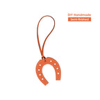 CUCUBIRD Full Grain Leather Paddock Horseshoe Bag Charm DIY Kit Orange 