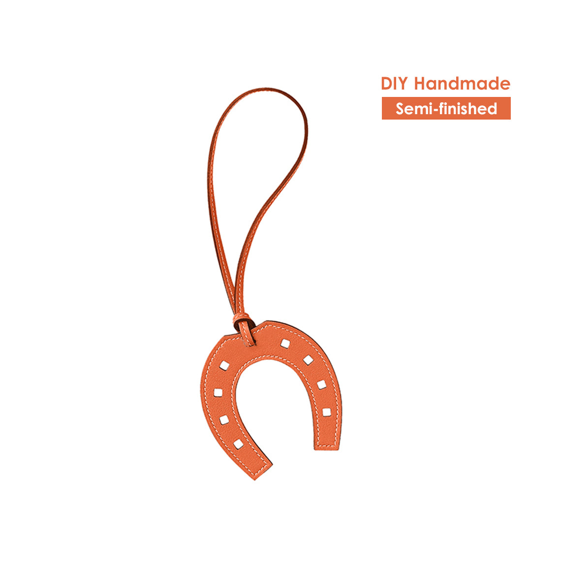 CUCUBIRD Full Grain Leather Paddock Horseshoe Bag Charm DIY Kit Orange 