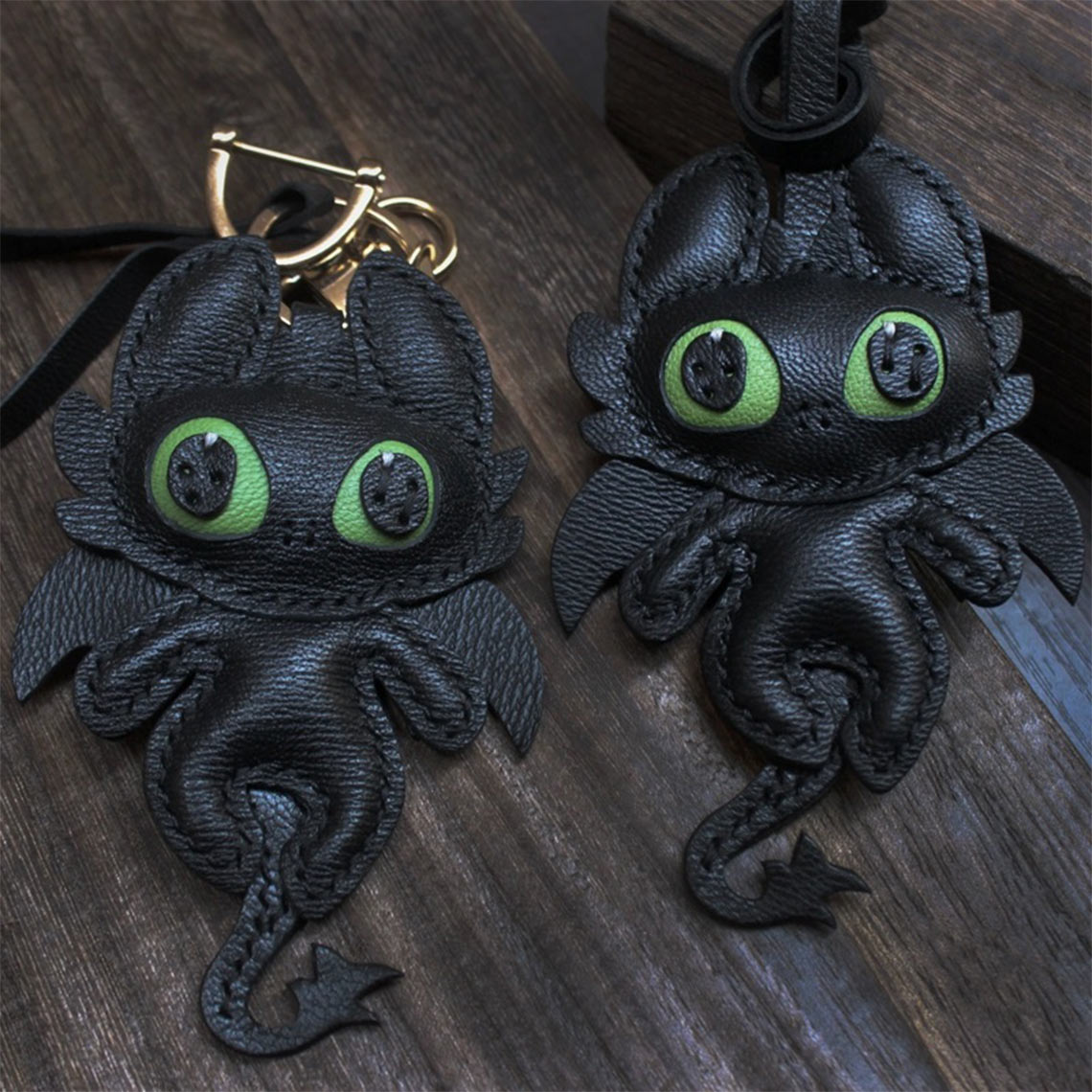 CUCUBIRD Sheep Leather Toothless Dragon Keychain DIY Kits  