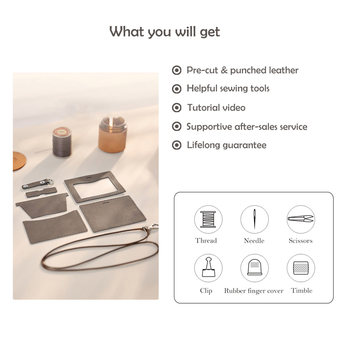 CUCUBIRD Top Grain Leather ID Badge Holder DIY Kit  