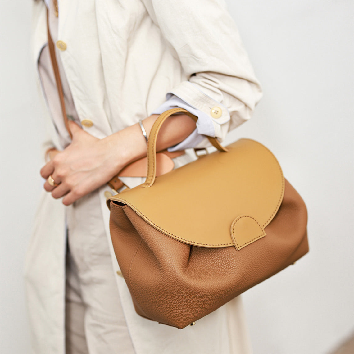 CUCUBIRD Top Grain Leather Inspired Smile Bag DIY Kits Camel - Large 