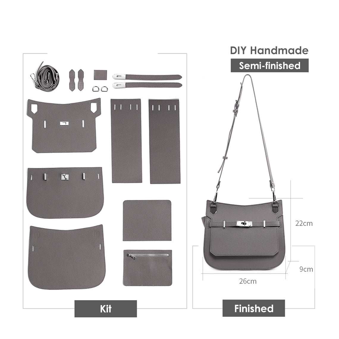 CUCUBIRD Top Grain Leather Jypsiere Crossbody Bag DIY Kit  