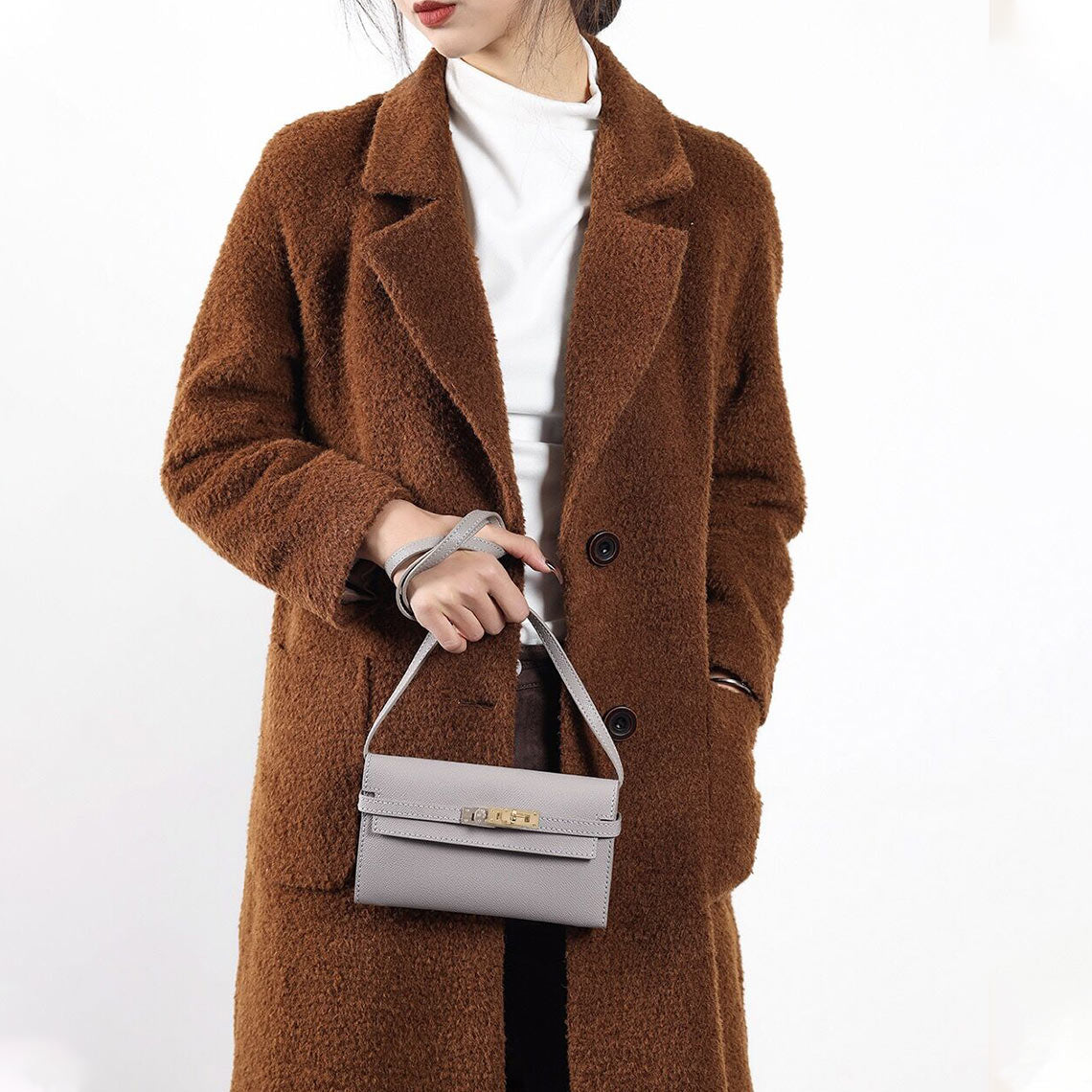 CUCUBIRD Leather Kelly Long Wallet DIY Kit Grey - With strap 