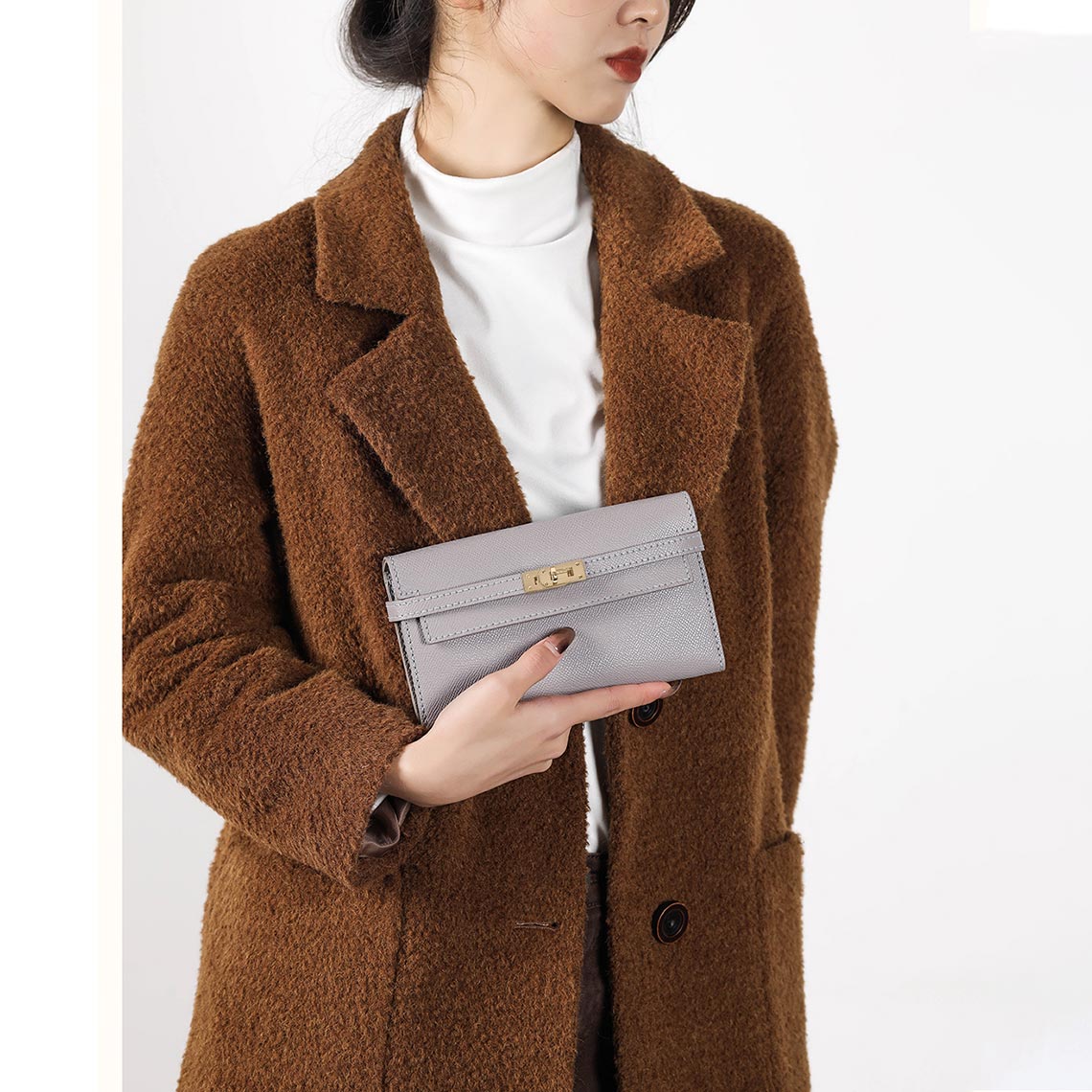 CUCUBIRD Leather Kelly Long Wallet DIY Kit Grey - No strap 