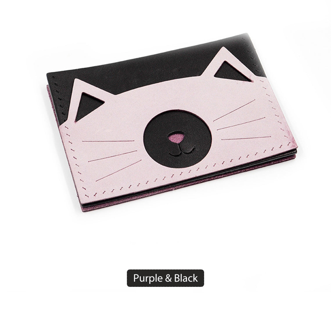 Top Grian Leather Kitty Card Holder DIY Kits - CUCUBIRD