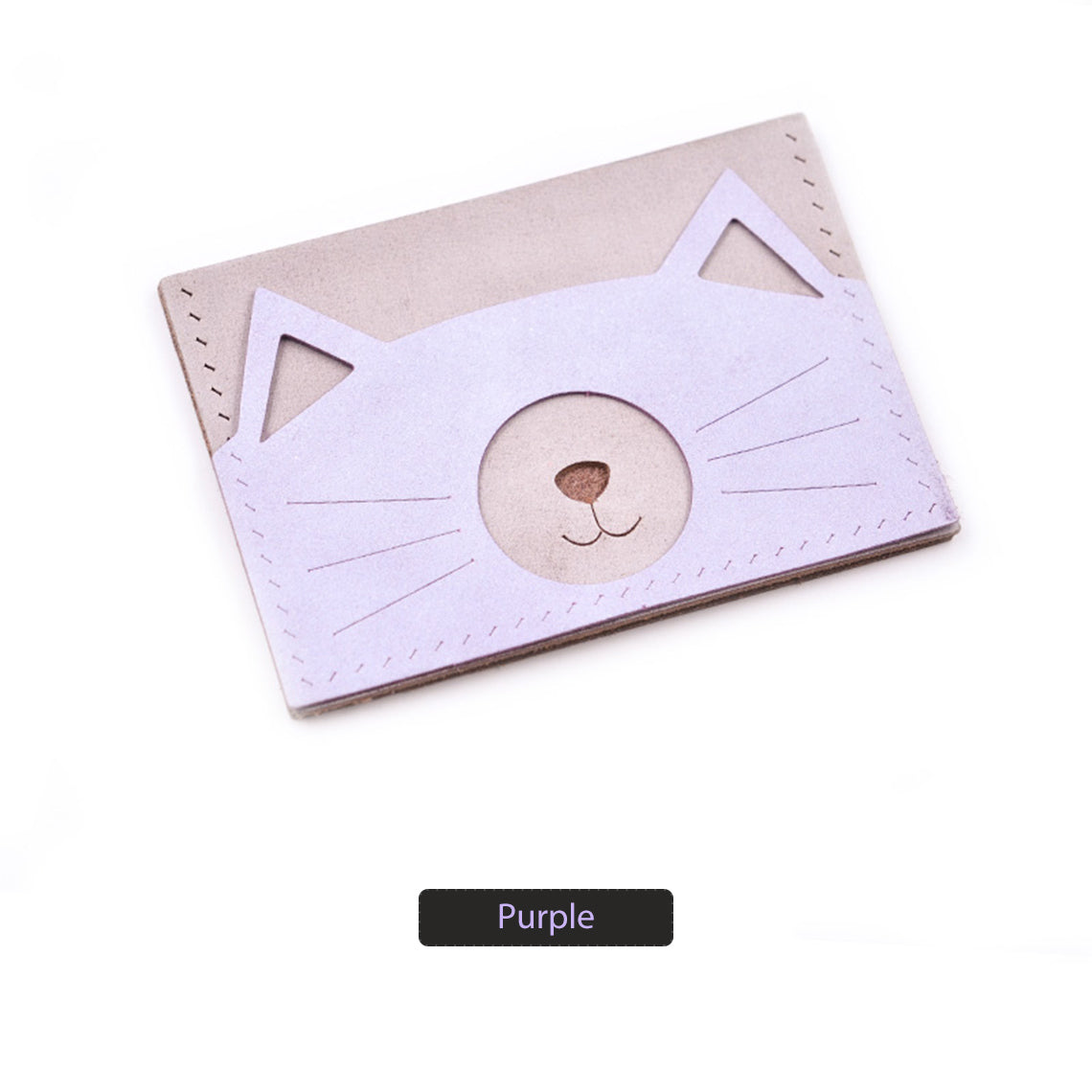 CUCUBIRD Top Grian Leather Kitty Card Holder DIY Kits Purple 