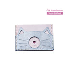 CUCUBIRD Top Grian Leather Kitty Card Holder DIY Kits Blue & Purple 