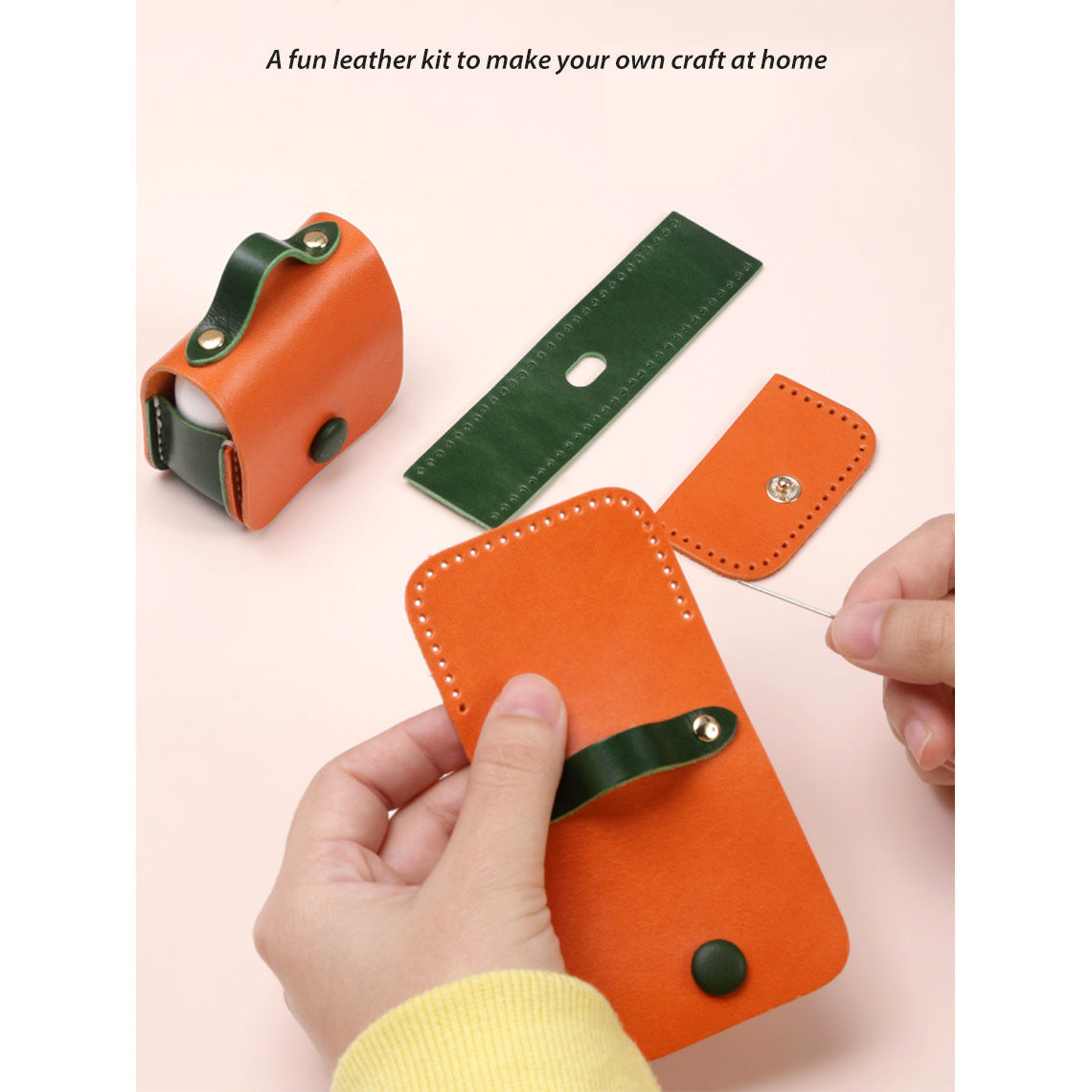 CUCUBIRD Full Grain Leather Bi-color AirPods 1/2/3 Pro Holder DIY Kits  