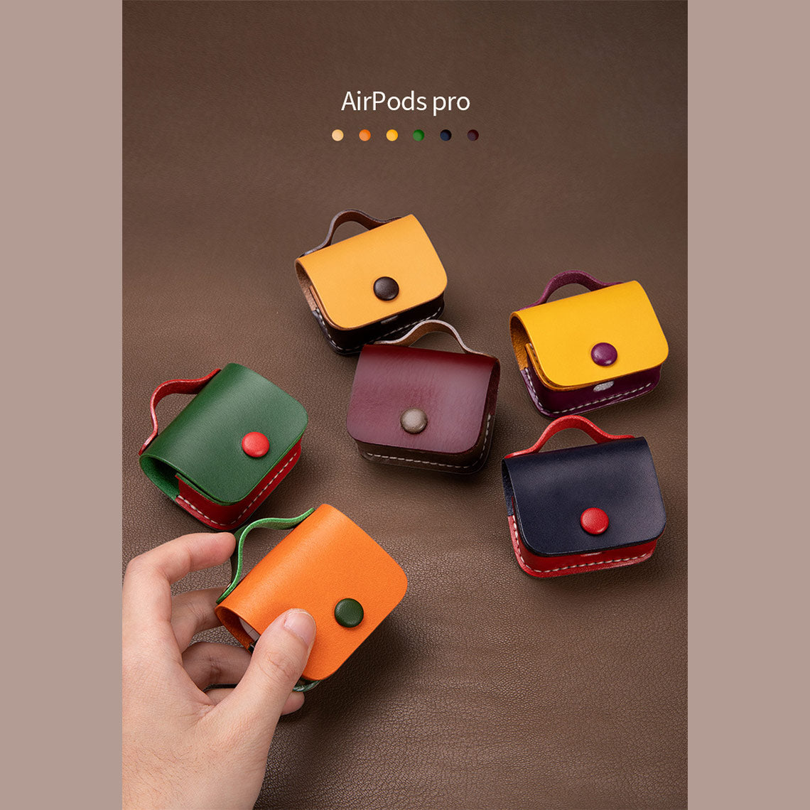 Full Grain Leather Bi-color AirPods 1/2/3 Pro Holder DIY Kits - CUCUBIRD