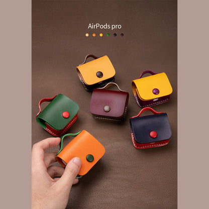 Full Grain Leather Bi-color AirPods 1/2/3 Pro Holder DIY Kits - CUCUBIRD