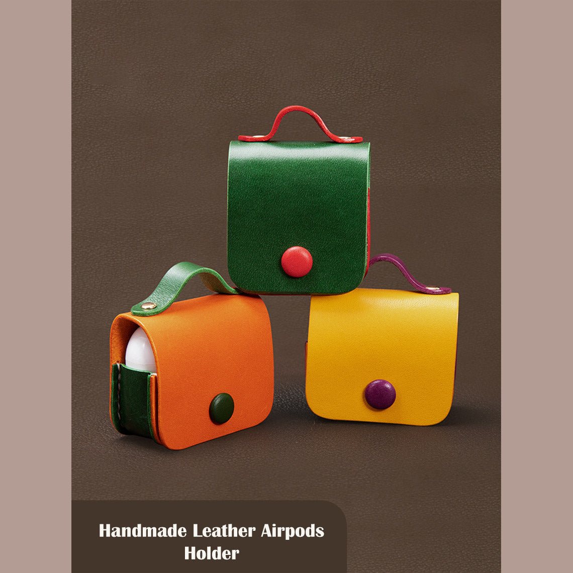CUCUBIRD Full Grain Leather Bi-color AirPods 1/2/3 Pro Holder DIY Kits  