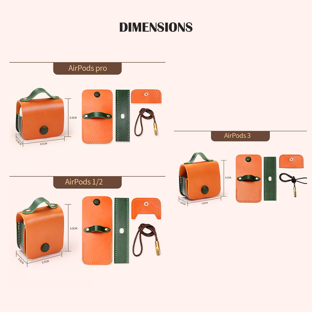CUCUBIRD Full Grain Leather Bi-color AirPods 1/2/3 Pro Holder DIY Kits  